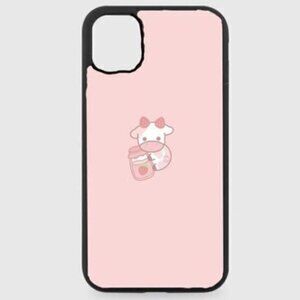 Pink strawberry cow phone case